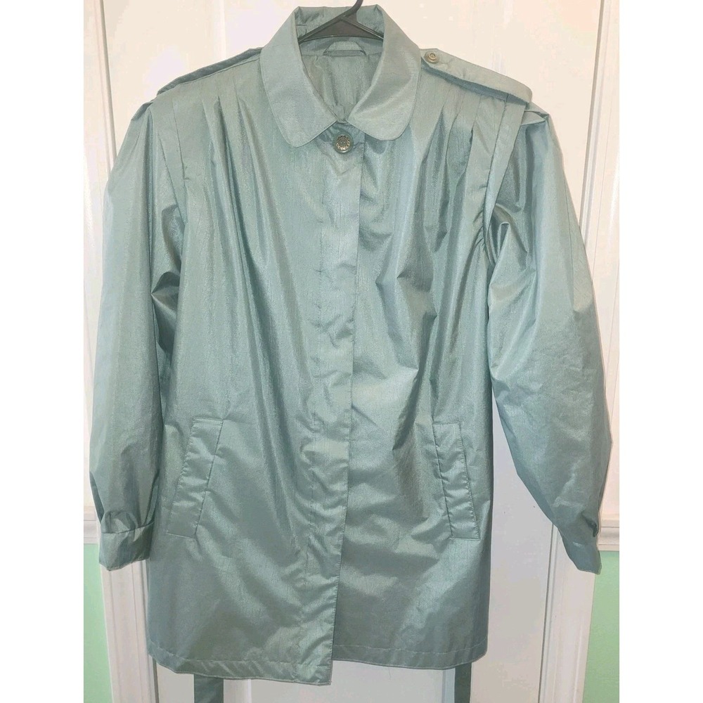 Vintage Mariel Trench Coat 80s 90s Green Jacket Size Small